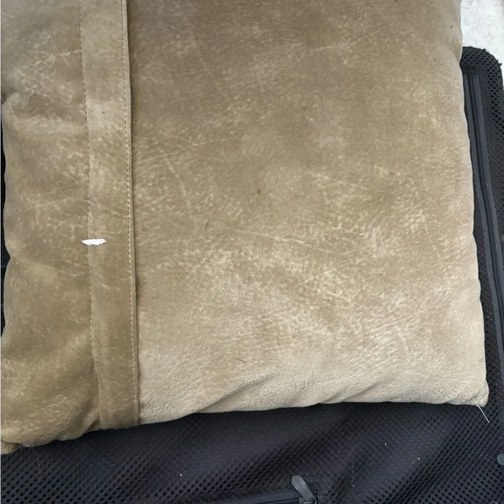 Leather & fur pillow square y2k designer accent pillow case home decor accessory